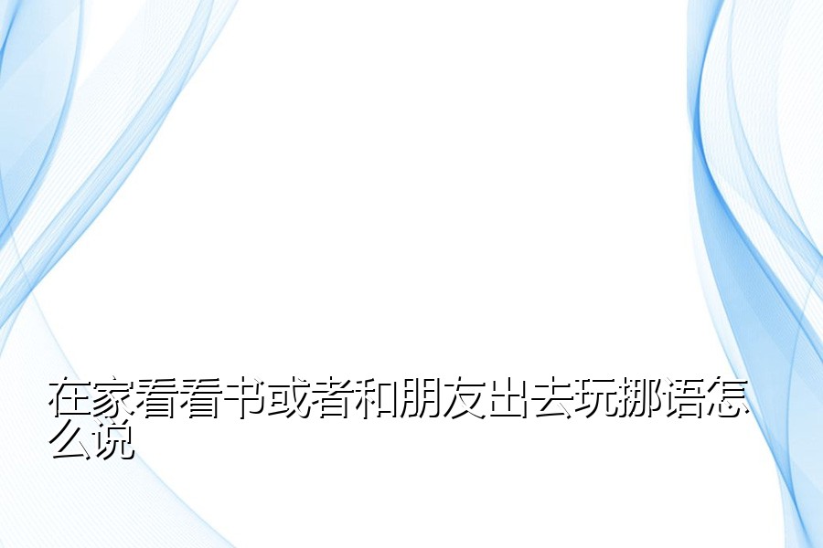 在家看看书或者和朋友出去玩挪语怎么说
